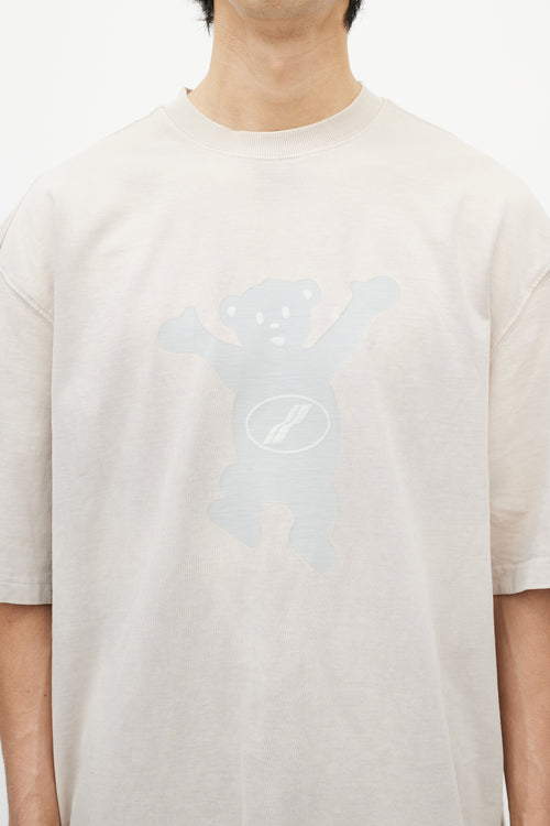 We11done Grey Oversized Logo T-Shirt