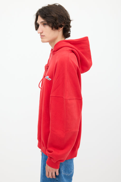 We11done Red Cyber Friends Logo Hoodie