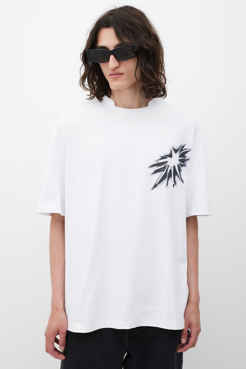 We11done White & Black Embellished Spray Graphic T-Shirt