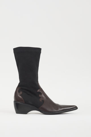 Walter Steiger Black & Brown Leather Western Boot