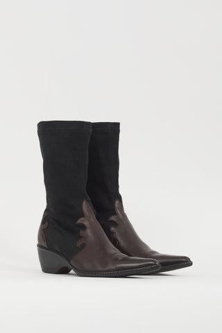 Walter Steiger Black & Brown Leather Western Boot