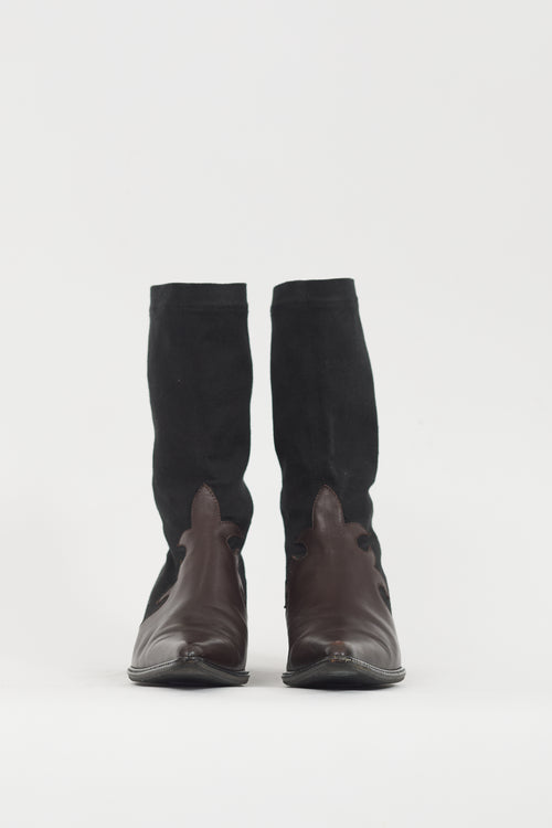 Walter Steiger Black & Brown Leather Western Boot