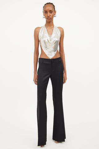 Whiting & Davis Silver Mesh Halter Tie Top