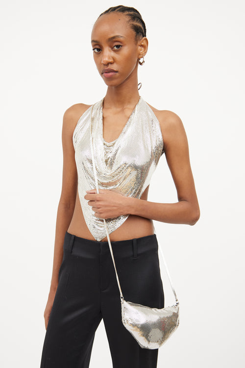 Whiting & Davis Silver Mesh Sequin Bag