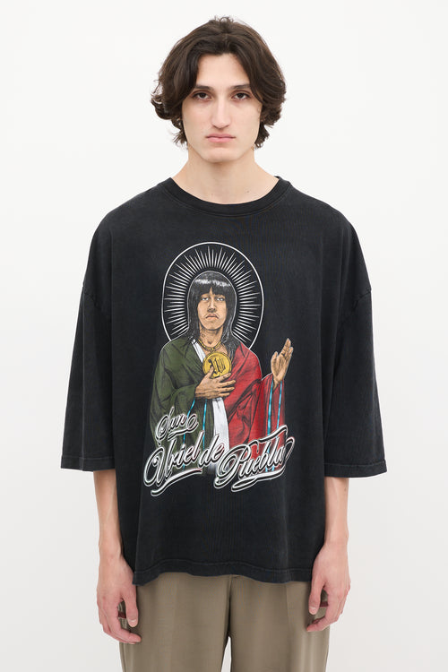 Willy Chavarria Black & Multicolour Graphic T-Shirt