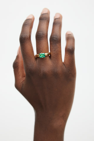 Wolf Circus 14k Gold Plated & Green Gem Mel Ring