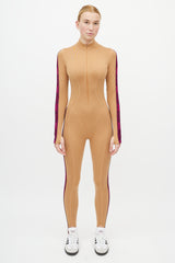 Wolford Beige & Purple Logo Jumpsuit