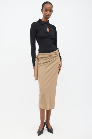 Wolford Brown Origami Drape Wrap Skirt