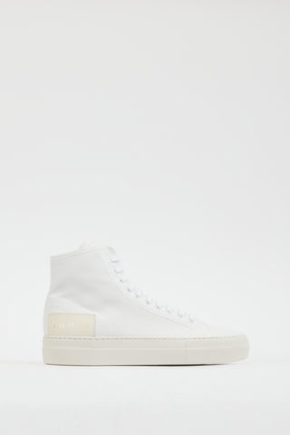 Common Projects White Canvas Tournament High Sneaker