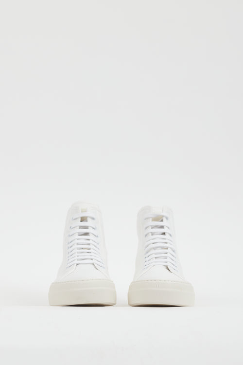 Common Projects White Canvas Tournament High Sneaker