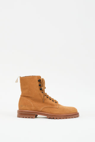 Woman by Common Projects Brown Suede Zip Combat Boot