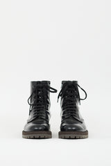 Woman by Common Projects Black Leather Combat Boot