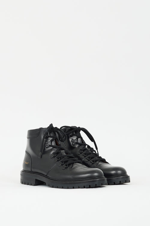 Woman by Common Projects Black Leather Hiking Ankle Boot