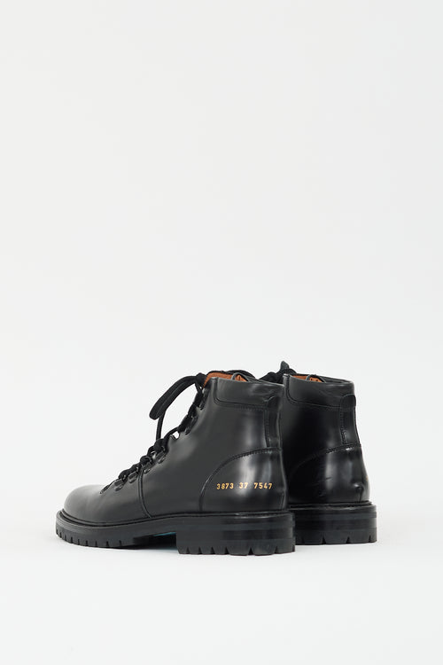 Woman by Common Projects Black Leather Hiking Ankle Boot