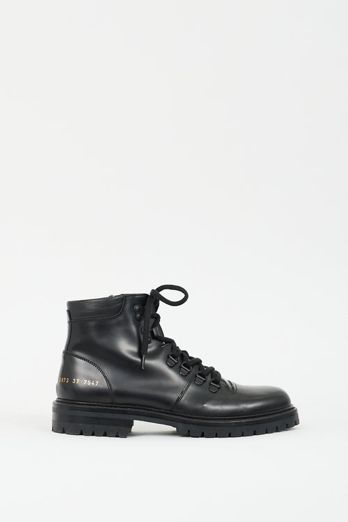 Woman by Common Projects Black Leather Hiking Ankle Boot