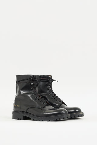 Woman by Common Projects Black Patent Leather Combat Boot