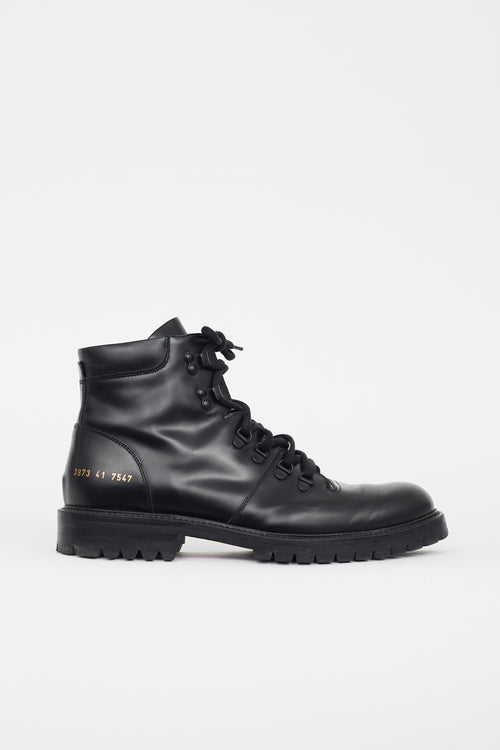 Woman by Common Projects Black Leather Hiking Ankle Boot