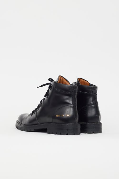 Woman by Common Projects Black Leather Hiking Ankle Boot