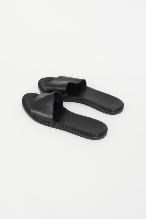 Woman by Common Projects Black Leather Slide Sandal