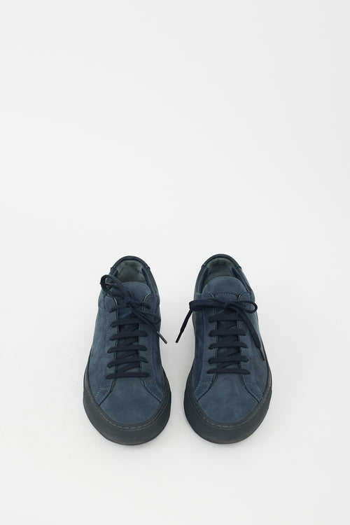 Woman by Common Projects Navy Suede Low Achilles Sneaker