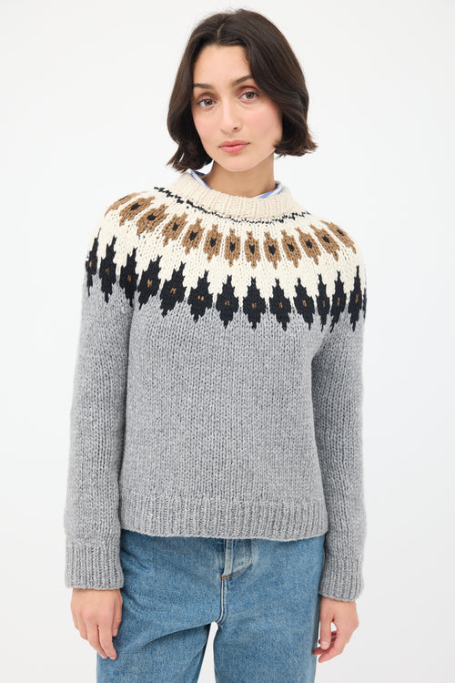 Wommelsdorff Grey & Multi Cashmere Lotta Fair Isle Sweater