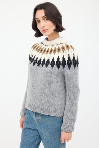 Wommelsdorff Grey & Multi Cashmere Lotta Fair Isle Sweater