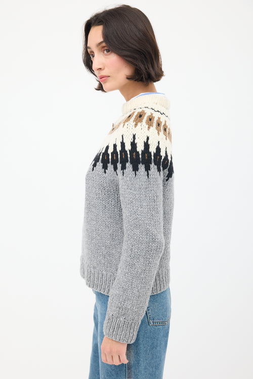 Wommelsdorff Grey & Multi Cashmere Lotta Fair Isle Sweater