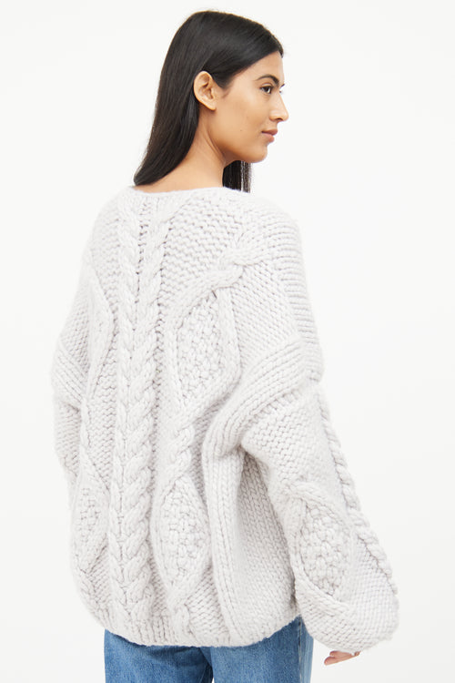 Woolnia Grey Chunky Knit Wool Cardigan