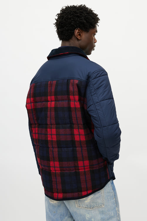 Woolrich Navy & Red Plaid Padded Jacket