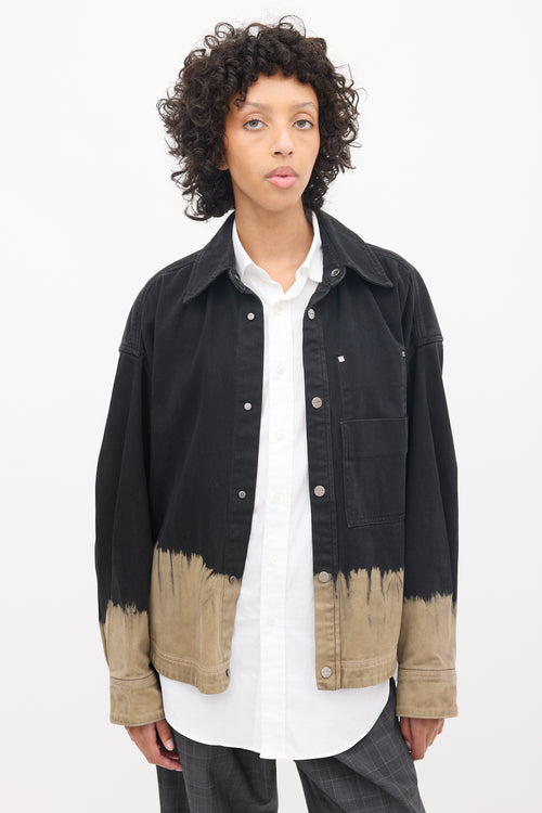 Wooyoungmi Black & Brown Dip Dye Denim Jacket