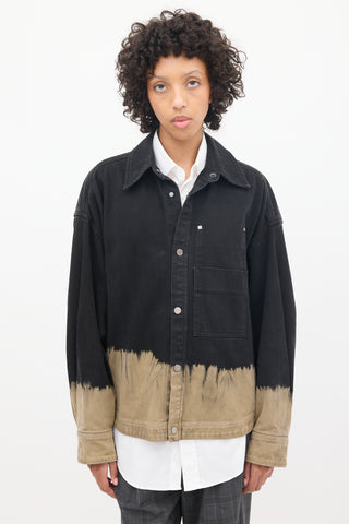 Wooyoungmi Black & Brown Dip Dye Denim Jacket