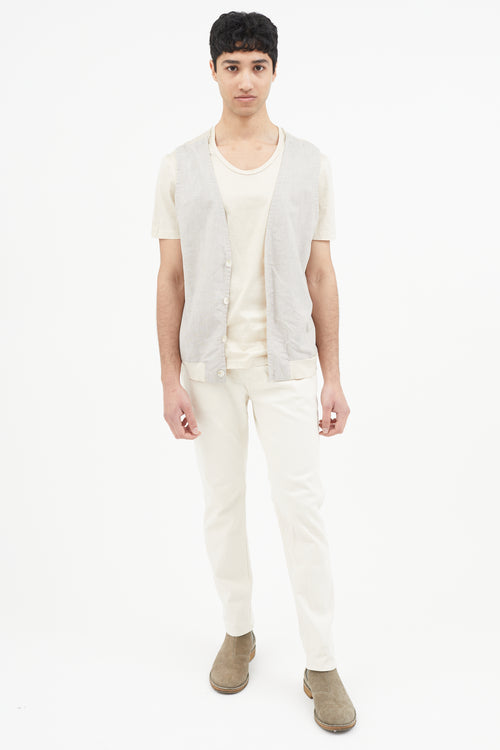 Wooyoungmi Cream & Grey Shirt Vest