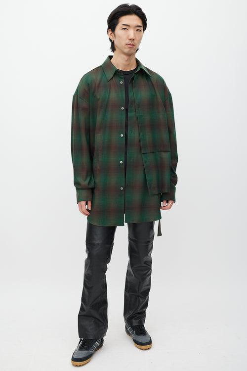 Wooyoungmi Green & Brown Wool Layered Plaid Shirt
