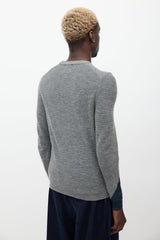 Wooyoungmi Grey & Navy Wool Knit Sweater