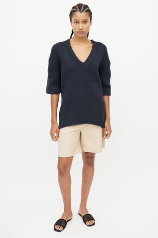 Wooyoungmi Navy Knit V-Neck Sweater