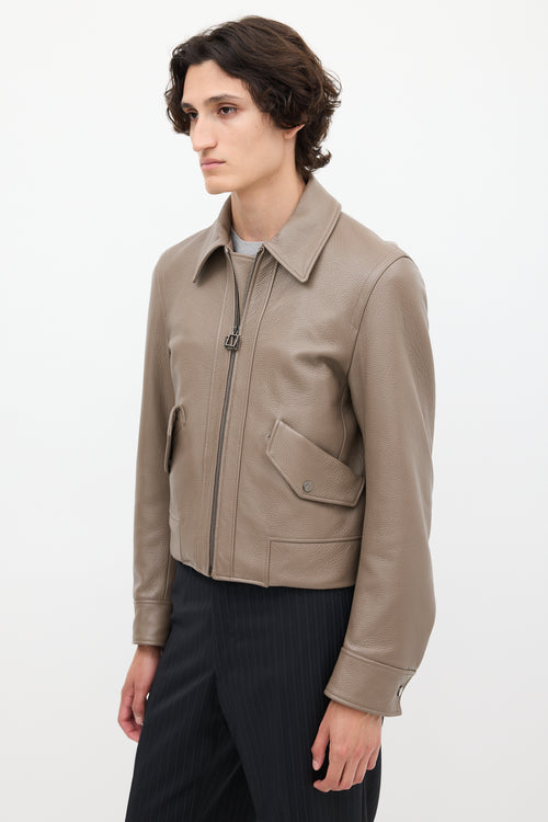 Wooyoungmi Taupe Two Pocket Zip Leather Jacket