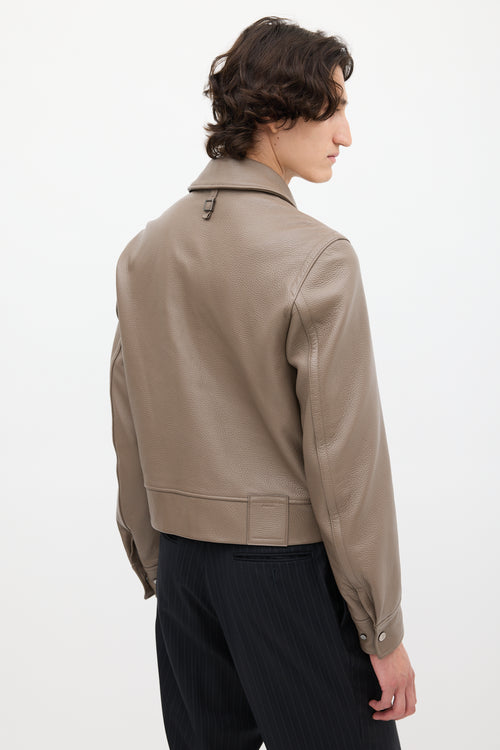 Wooyoungmi Taupe Two Pocket Zip Leather Jacket