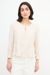 Xirena Cream Keyhole Ruffle Blouse