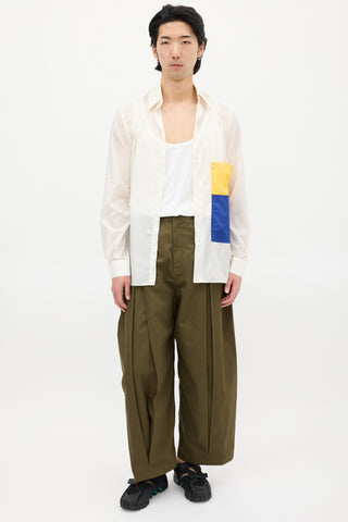 Xander Zhou Cream & Multicolour Nylon Shirt