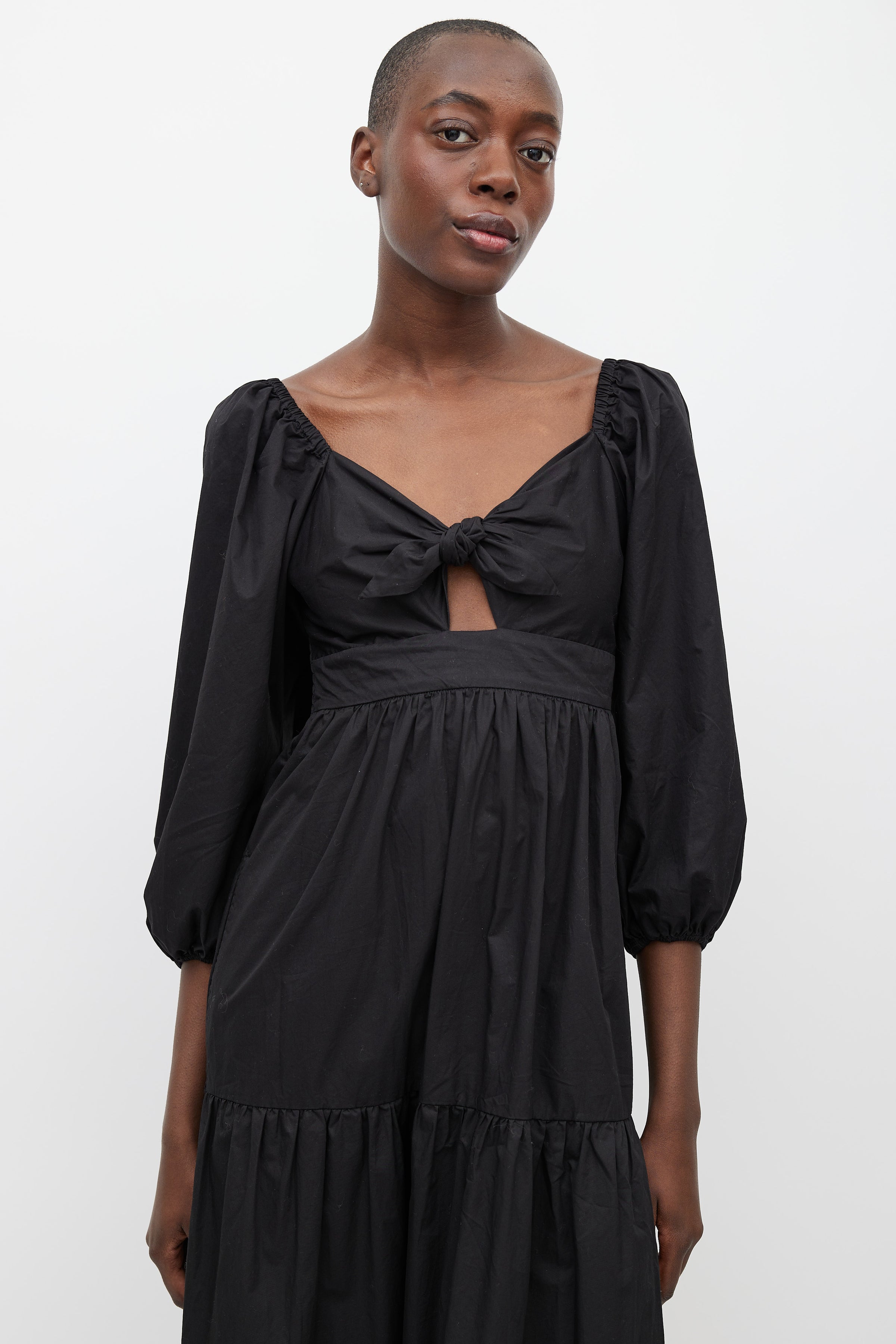 cut out tiered dress Vianne Tiered Cut-Out Maxi Dress Floral Blue