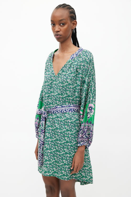 Xirena Green & Multicolour Floral Belted Dress