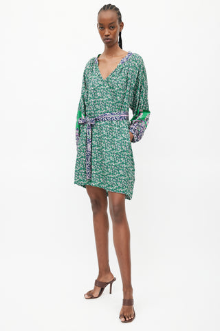 Xirena Green & Multicolour Floral Belted Dress