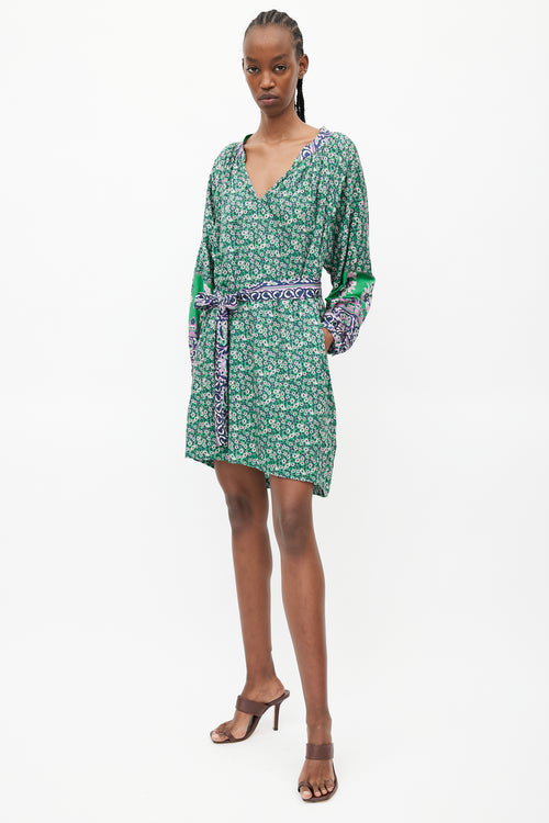 Xirena Green & Multicolour Floral Belted Dress