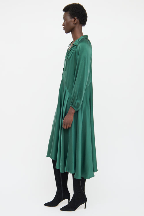 Xirena Green Silk Long Sleeve Dress