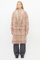 Xirena Pink & Brown Plaid Shawl Coat
