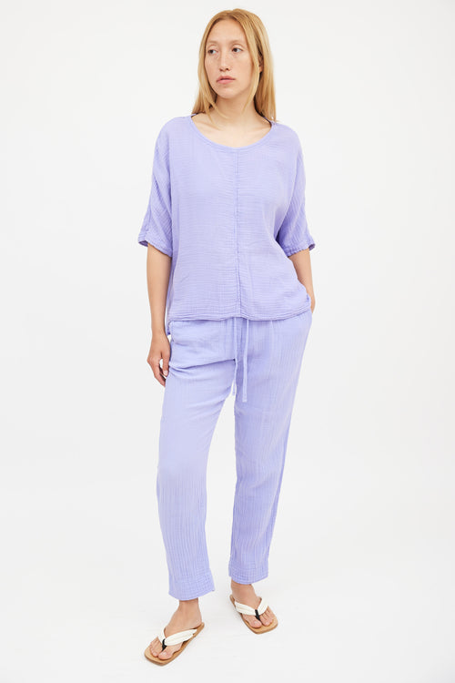Xirena Purple Muslin Top & Pant Co-Ord Set