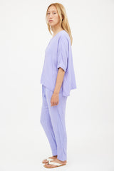 Xirena Purple Muslin Top & Pant Co-Ord Set