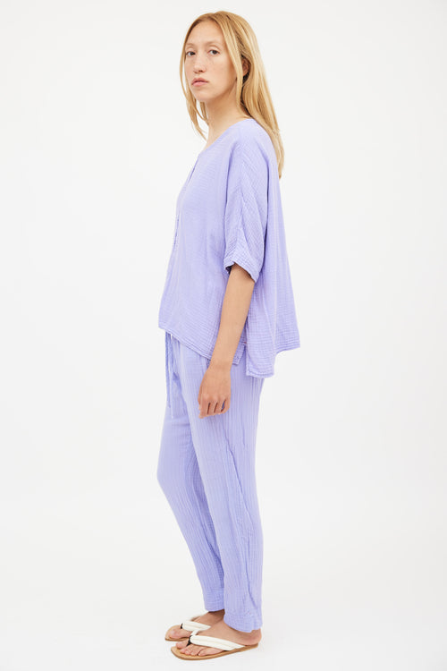 Xirena Purple Muslin Top & Pant Co-Ord Set
