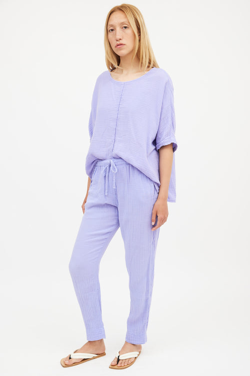 Xirena Purple Muslin Top & Pant Co-Ord Set