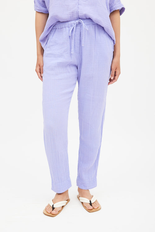 Xirena Purple Muslin Top & Pant Co-Ord Set